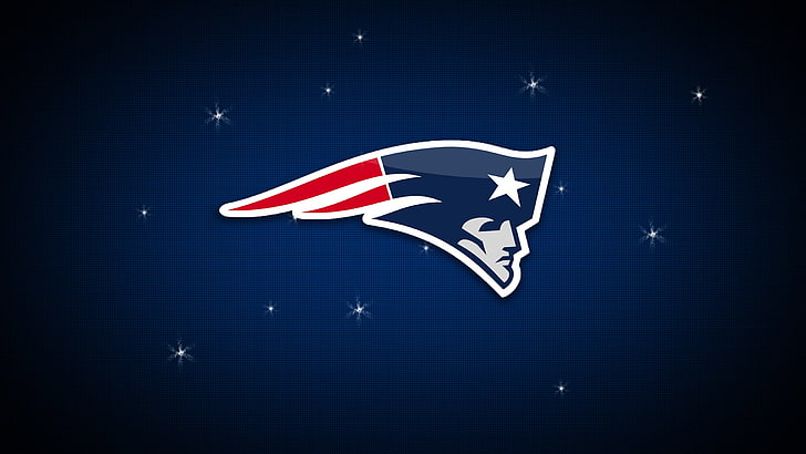 Logo New England Patriots, New England Patriots, Patriots, logo, minimalis, latar belakang biru, NFL, American football, Wallpaper HD