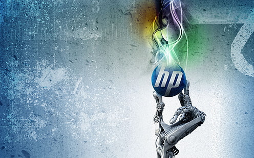 HP Metal ، شعار HP ، أجهزة الكمبيوتر ، HP، خلفية HD HD wallpaper