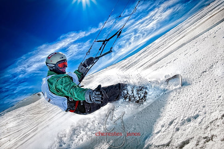 śnieg, snowboard, kitesurfing, zima, sport, Tapety HD