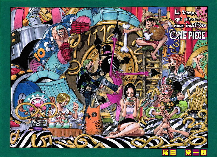 One Piece fan art painting, One Piece, Monkey D. Luffy, Nami, Roronoa Zoro, Usopp, Nico Robin, Sanji, Tony Tony Chopper, Brook, anime, HD wallpaper