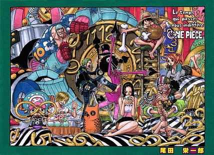 One Piece fan sanat boyama, One Piece, Maymun D.Luffy, Nami, Roronoa Zoro, Usopp, Nico Robin, Sanji, Tony Tony Chopper, Brook, anime, HD masaüstü duvar kağıdı HD wallpaper