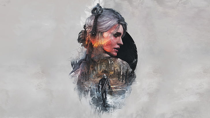 woman wearing black top illustration, The Witcher, The Witcher 3: Wild Hunt, Geralt of Rivia, Ciri, Cirilla Fiona Elen Riannon, video games, fantasy girl, HD wallpaper