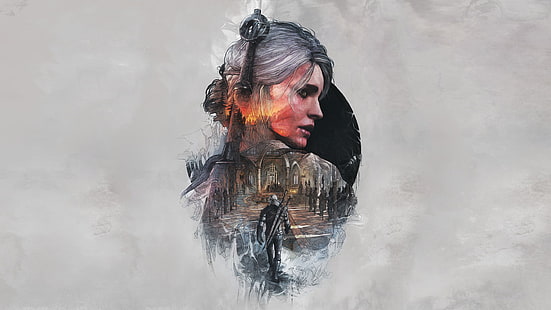 woman wearing black top illustration, The Witcher, The Witcher 3: Wild Hunt, Geralt of Rivia, Ciri, Cirilla Fiona Elen Riannon, video games, fantasy girl, HD wallpaper HD wallpaper
