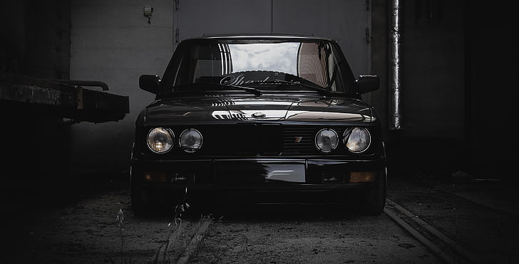 svart bil, BMW E28, Squatty, Norge, HD tapet