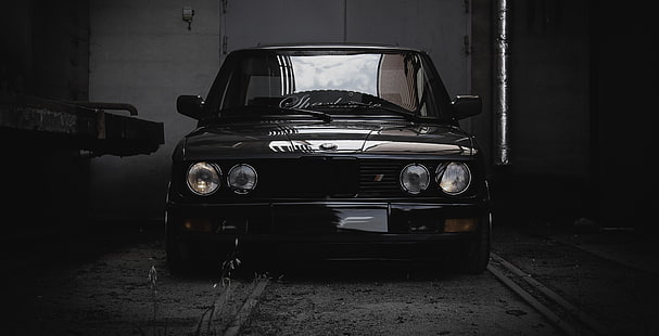 svart bil, BMW E28, Squatty, Norge, HD tapet HD wallpaper