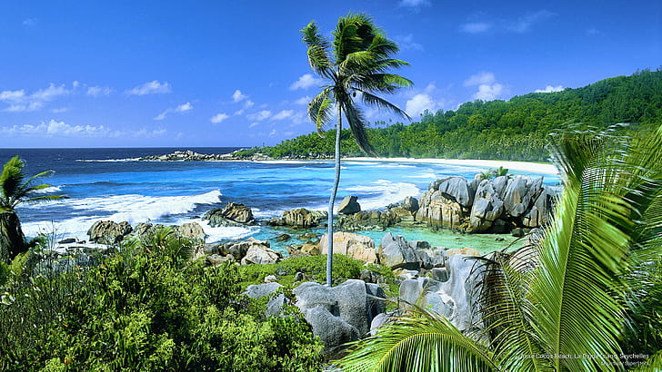 Пляж Anse Cocos, остров Ла Диг, Сейшелы, острова, HD обои