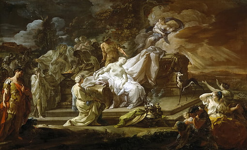 quadro, mitologia, Corrado Dzhakvinto, Il sacrificio di Ifigenia, Sfondo HD HD wallpaper