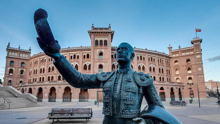 تمثال ، مصارع الثيران ، إسبانيا ، مدريد، خلفية HD