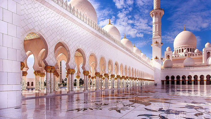 Abu Dhabi, mezquita, mezquita Sheikh Zayed, Emiratos Árabes Unidos, Emiratos Árabes Unidos, lugar de culto, Gran Mezquita, Asia, Fondo de pantalla HD