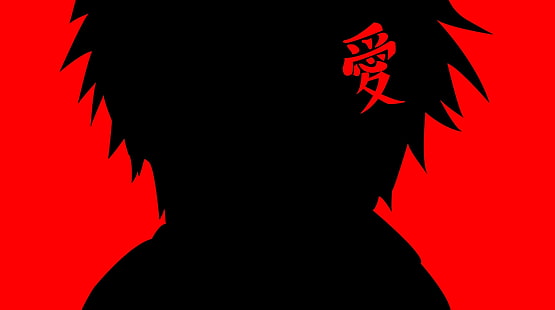 sagoma vettoriale naruto shippuden gaara sfondo rosso 1396x780 Anime Naruto HD Arte, vettore, silhouette, Sfondo HD HD wallpaper