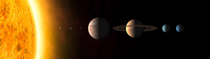 Pantalla múltiple, planeta, sistema solar, espacio, sol, Fondo de pantalla HD