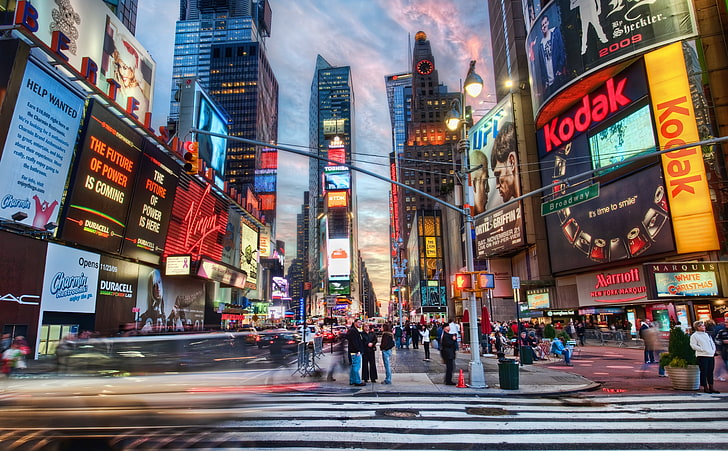 Voyage de la ville de New York, Times Square, New York, États-Unis, New York, lumières, ville, vue, rue, Times Square, publicité, Fond d'écran HD