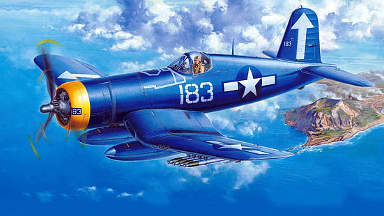 Corsair, Chance Vought, F4U-1D, single carrier-based fighter, HD wallpaper HD wallpaper