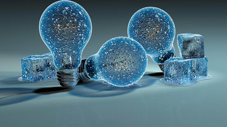 light bulb ice blue, HD wallpaper