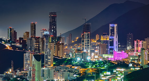 Ciudad, Mexiko, Monterrey, noche, HD-Hintergrundbild HD wallpaper