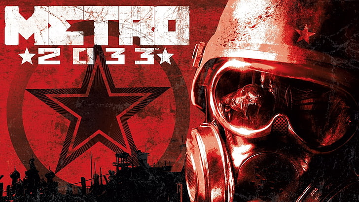 Metro 2033 game cover, metro 2033, helmet, soldier, mask, star, HD wallpaper