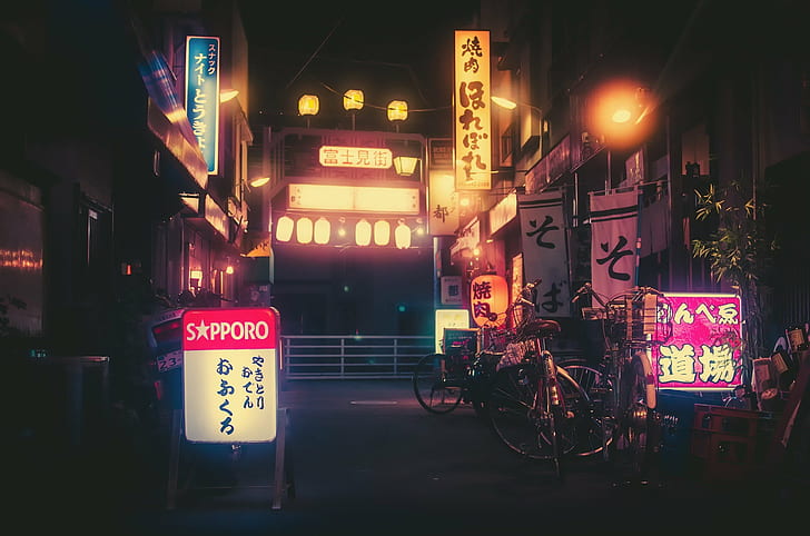 Bogen, Japan, Neon, HD-Hintergrundbild