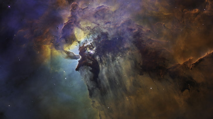 niebiesko-żółte malarstwo abstrakcyjne, Hubble, mgławica, Deep Space, Tapety HD