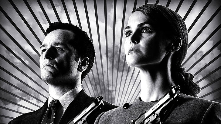 monochrome, The Americans, movie poster, tv series, couple, HD wallpaper