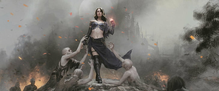 Game, Magic: The Gathering, Girl, Liliana (Magic: The Gathering), Liliana Defiant Necromancer, Magic, Planeswalker (Magic: The Gathering), Undead, Witch, Woman, วอลล์เปเปอร์ HD