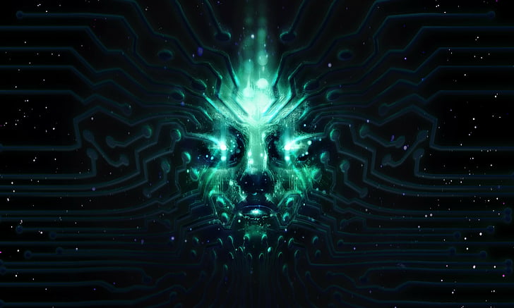 green and black face illusion wallpaper, ystem Shock Remastered, PS4, Xbox One, PC, HD, HD wallpaper