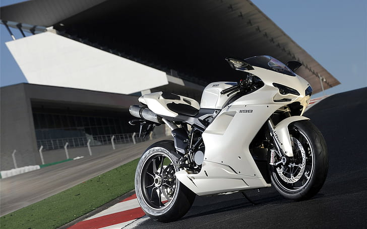 Ducati 1198, metallic white sports motorcycle, ducati, 1198, HD wallpaper