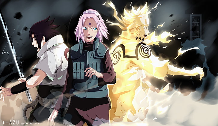 Naruto Shippuden Team 7 Hintergrundbild, Anime, Naruto Shippuuden, Uzumaki Naruto, Uchiha Sasuke, Haruno Sakura, HD-Hintergrundbild