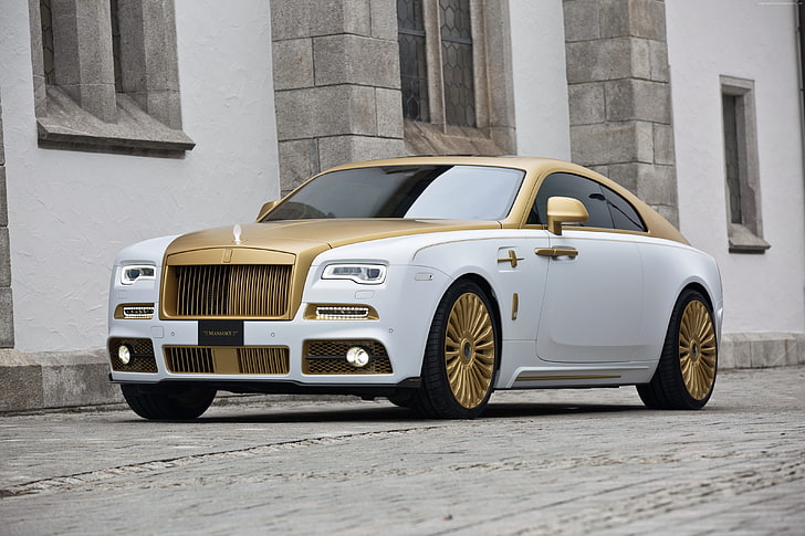 Автомобилно изложение в Женева 2016 г., луксозни автомобили, Mansory Rolls-Royce Wraith, злато, Wraith Palm Edition 999, HD тапет