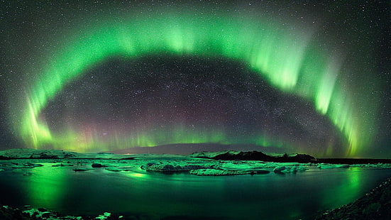 Nordlichter, Himmel, Aurora Borealis, Sternennacht, Sterne, Nachthimmel, Nacht, Landschaft, HD-Hintergrundbild HD wallpaper