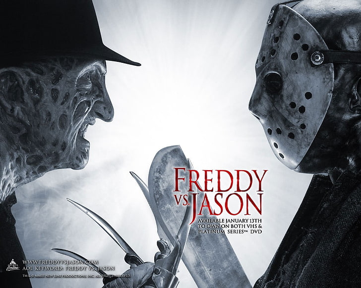 Freddy vs Jason poster, Freddy Krueger, Friday the 13th, Freddy vs. Jason, movies, movie characters, text, HD wallpaper