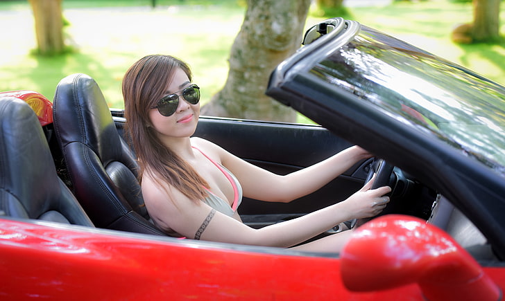 ฤดูร้อนดูสาวใบหน้าแว่นตาเอเชียรถยนต์, วอลล์เปเปอร์ HD