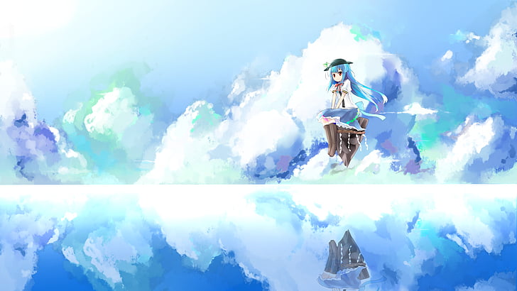 Touhou Hinanawi Tenshi Beyond The Clouds Stars Magic Hat Anime Hd Wallpaper Wallpaperbetter