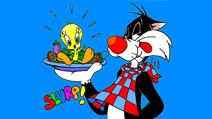 Cartoon Tweety Bird I Sylvester Cat Sałatka Z Kurczakiem Tła Pulpitu 1920 × 1080, Tapety HD