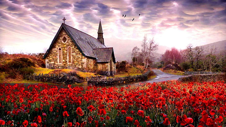 Церковь Derrycunnihy Национальный парк Килларни в Ирландии Ultra Hd Обои для мобильных телефонов Планшет и ПК 1920 × 1080, HD обои