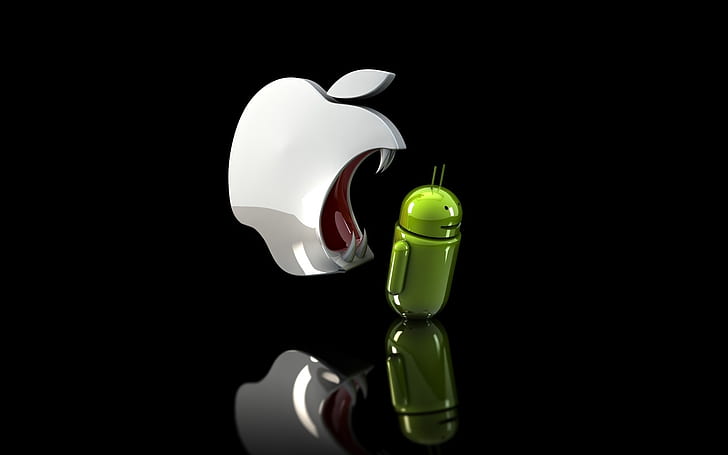 Apple Ready To Eat Android, โลโก้ android, โลโก้แอปเปิ้ลแฟนตาซี, โลโก้แอปเปิ้ล, โลโก้แอปเปิ้ล, ตลก, วอลล์เปเปอร์ HD
