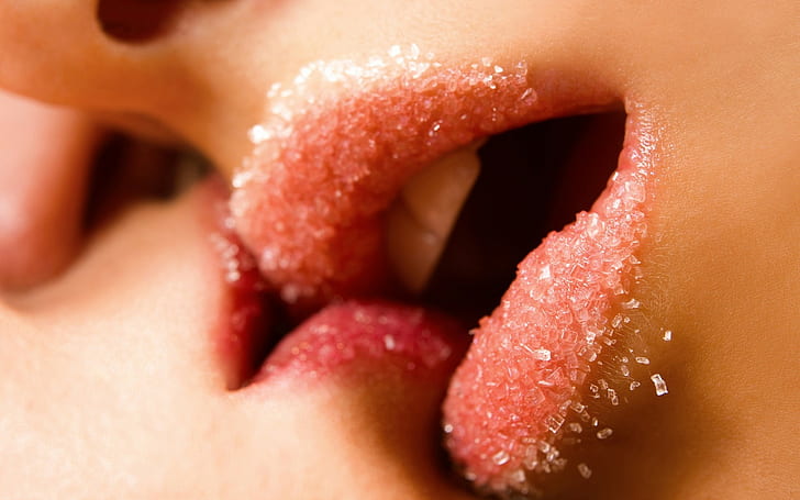 women lips kissing sugar lesbian, HD wallpaper