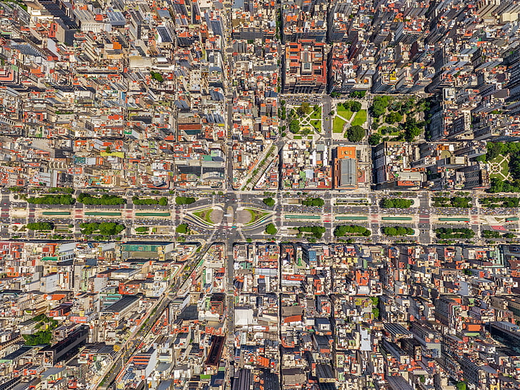 città, Buenos Aires, foto di drone, vista dall'alto, vista a volo d'uccello, traffico, strada, strada, Argentina, Sfondo HD