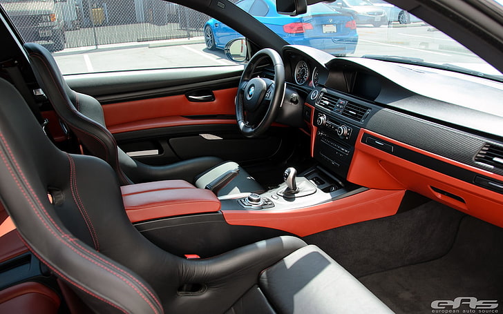 red and black car interior, car, car interior, vehicle, HD wallpaper