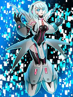  anime, anime girls, Mega Man X, Rockman X DiVE, iCO (Rockman X DiVE), long hair, white hair, solo, artwork, digital art, fan art, HD wallpaper HD wallpaper