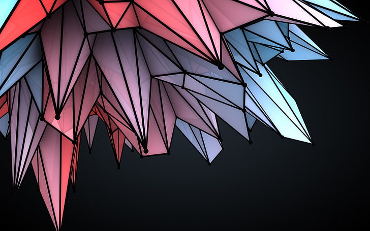 Lcosphere, black, pink, and blue shards digital wallpaper, Abstract, , colors, shape, HD wallpaper