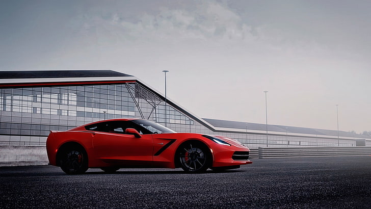 rotes Sportcoupé, Auto, rote Autos, 2014 Chevrolet Corvette C7R, HD-Hintergrundbild