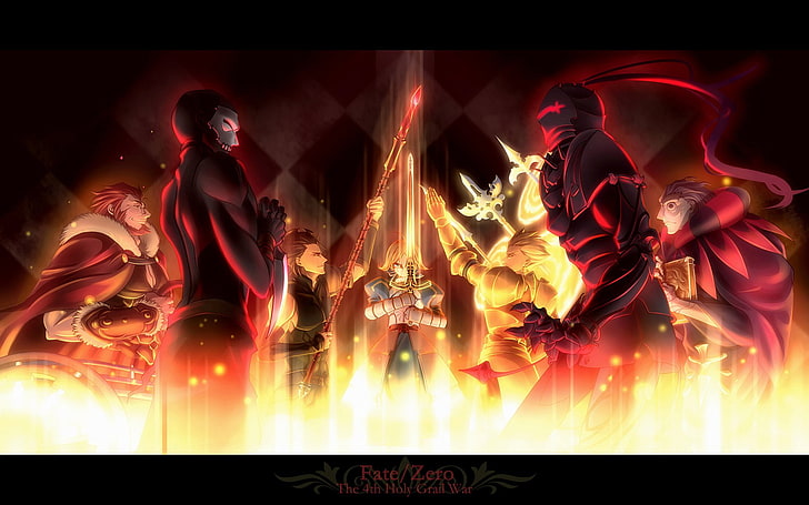 Fate Series, Fate / Zero, Archer (Fate / Zero), Assassin (Fate / Zero), Berserker (Fate / Zero), Caster (Fate / Zero), Lancer (Fate / Zero), Rider (Fate / Zero), Sabre (Съдбата серия), HD тапет