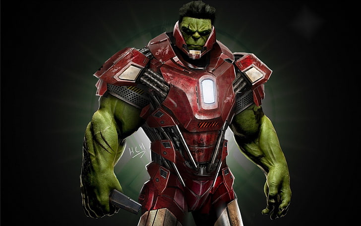 Niesamowita ilustracja Hulk x Iron Man, Hulk, Iron Man, Marvel Comics, superbohater, Tapety HD