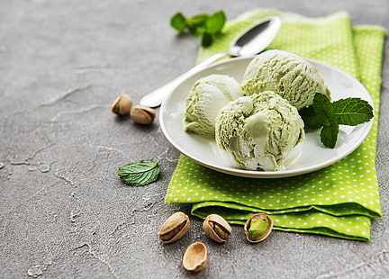  ice cream, dessert, pistachios, pistachio, ic cream, HD wallpaper HD wallpaper
