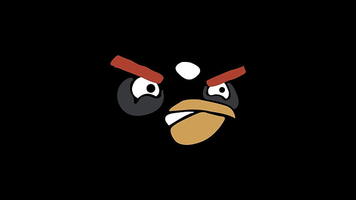 ภาพประกอบแองกรี้เบิร์ด Angry Birds เรียบง่ายสีดำพื้นหลังสีดำ, วอลล์เปเปอร์ HD