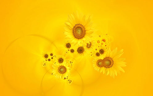Ljusa gula solrosor HD, gulblommig blommagrafik, blommor, gul, ljus, solrosor, HD tapet HD wallpaper