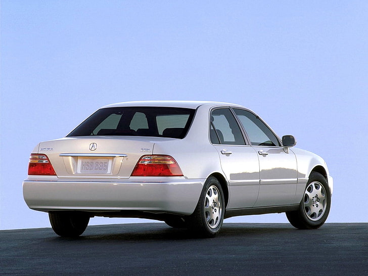 silver Acura sedan, acura, 35, rl, white, sedan, auto, rear view, asphalt, HD wallpaper