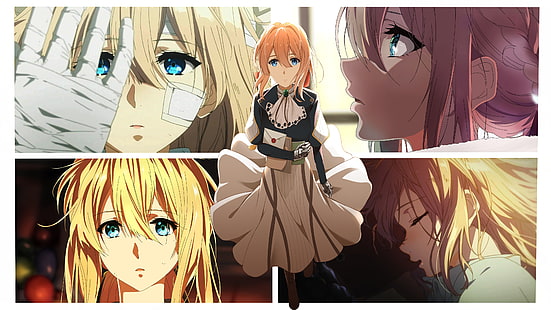 anime, anime girls, Violet Evergarden, yeux bleus, artwork, Fond d'écran HD HD wallpaper
