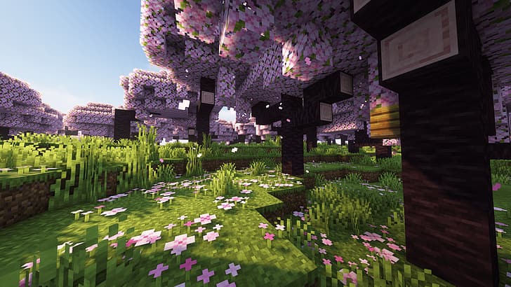 Minecraft, flor de cerezo, Fondo de pantalla HD