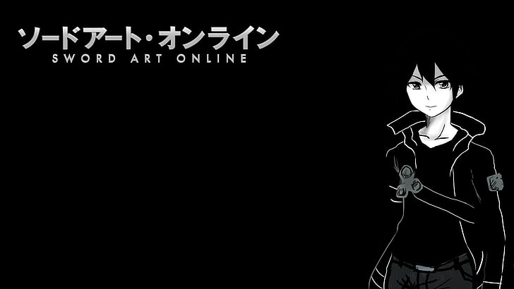Sword Art Online digital wallpaper, anime, art, background, black, boys, games, kazuto, kirigaya, online, sword, video, HD wallpaper
